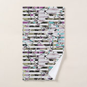 Abstract gestreepte strepen beige turquoise p bad handdoek (Handdoek)