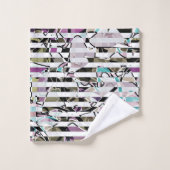 Abstract gestreepte strepen beige turquoise p bad handdoek (Wasdoekje)