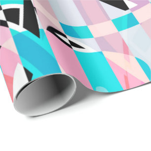 Abstract gestreepte strepen beige turquoise p cadeaupapier