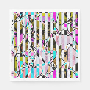 Abstract gestreepte strepen beige turquoise p servet
