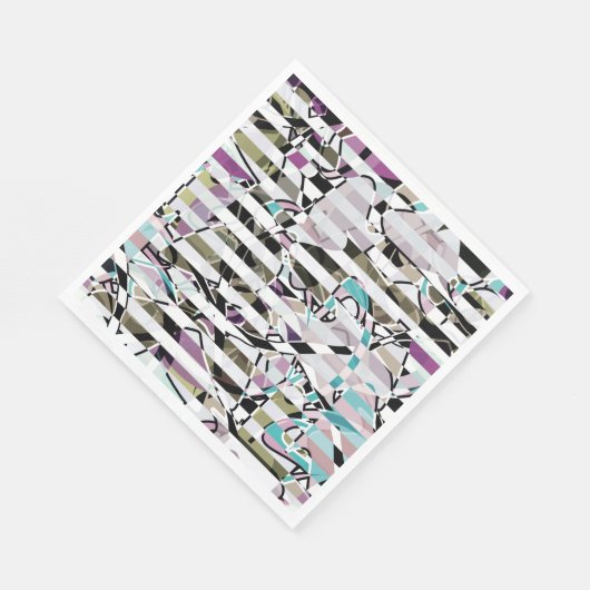 Abstract gestreepte strepen beige turquoise p servet (Hoek)