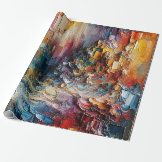 Abstract gestructureerd dik verfpatroon cadeaupapier (Uitgerold)