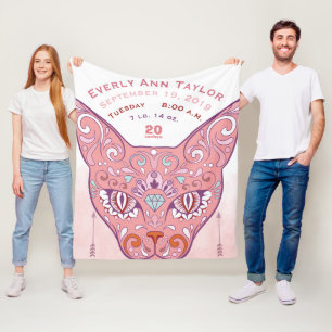 Abstract geverfde katten, baby-meisje, geboortecij fleece deken