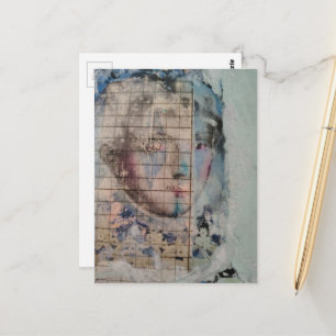 Abstract Gezicht Grunge Collage Briefkaart