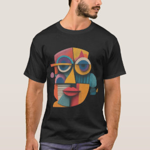 Abstract gezicht, kleurrijk wapenschild, geavancee t-shirt