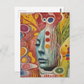 Abstract gezicht Mixed Media Collage AI Briefkaart (Voorkant / Achterkant)