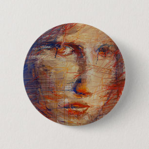 Abstract gezicht ronde button 5,7 cm
