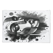 Abstract Gezicht Rood, Zwart en Wit | Kussensloop (Achterkant-Links)