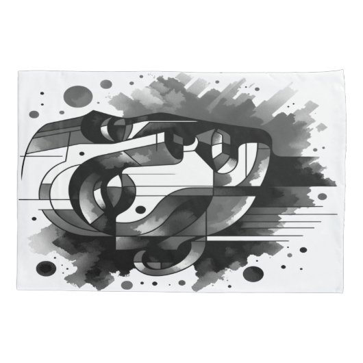 Abstract Gezicht Rood, Zwart en Wit | Kussensloop (Achterkant-Links)