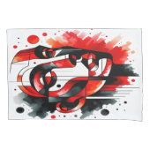 Abstract Gezicht Rood, Zwart en Wit | Kussensloop (Voorkant-Links)