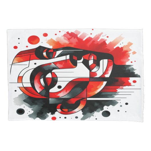 Abstract Gezicht Rood, Zwart en Wit | Kussensloop (Voorkant-Links)
