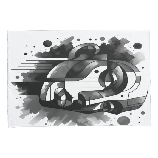 Abstract Gezicht Rood, Zwart en Wit | Kussensloop (Voorkant-Rechts)