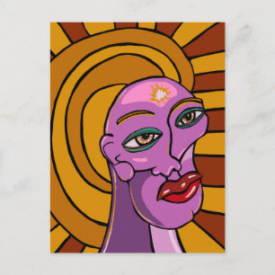 Abstract Gezicht, Volg Je Dromen, Digitale Kunst Briefkaart