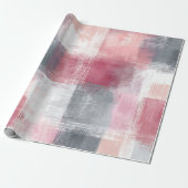 Abstract Gingham Roze en Grijs Cadeaupapier (Uitgerold)