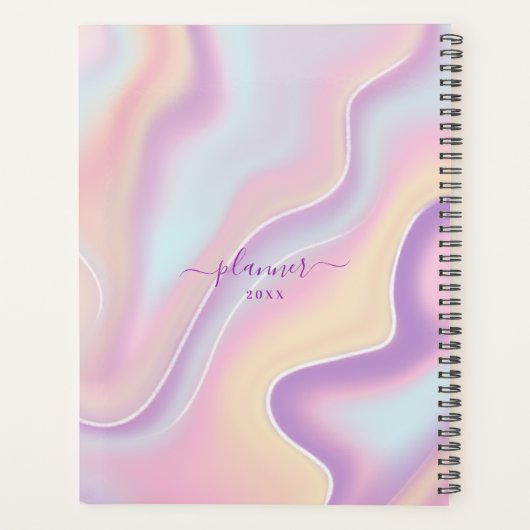 Abstract Girly Pink Yellow Iridescent Holographic Planner (Achterkant)