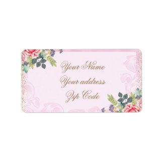 Abstract glam roze en gouden textuur effect etiket