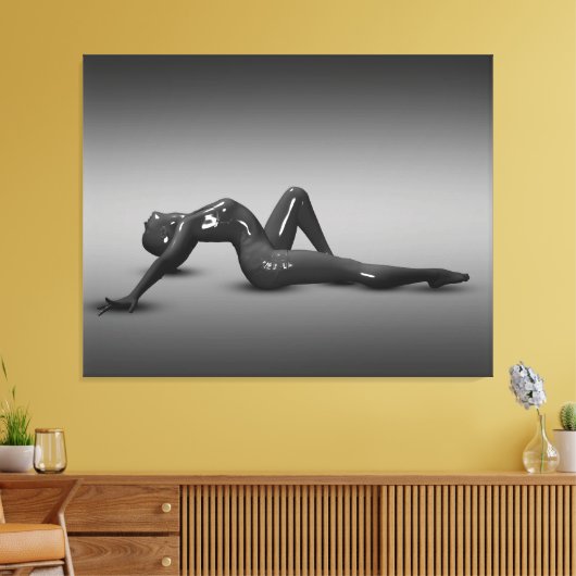 Abstract glanzend vrouw figuur posed canvas afdruk (Insitu (Woonkamer))