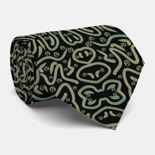Abstract Glanzende Slang Met Groene En Gouden Kleu Stropdas