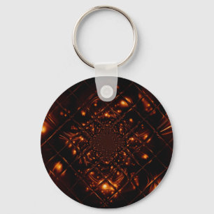 Abstract Glas Fractal Sleutelhanger met Vuur