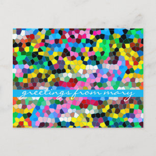Abstract Glas in lood Kleurblauw Roze mozaïek Briefkaart