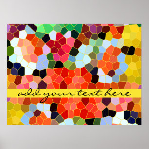 Abstract Glas in lood kleurrijke gele rode mozaïek Poster