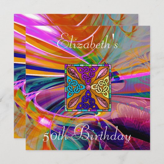 Abstract Glas in lood met aanroepingkleur Kaart (Voorkant / Achterkant)