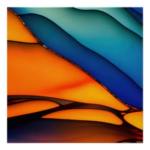 Abstract Glas in lood met levendige kleuren Perfect Poster