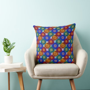 Abstract glas-in-lood rood groen blauw oranje kussen