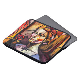 Abstract Glas in lood vrouwenportret Laptop Sleeve
