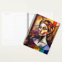 Abstract Glas in lood vrouwenportret