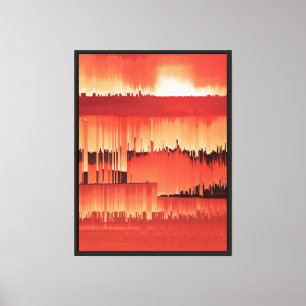 Abstract Glitch Zonsondergang Design Canvas Afdruk