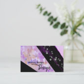 *~* Abstract Glitter Modern Floral Geometric Black Visitekaartje (Staand voorkant)
