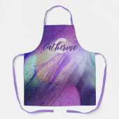 Abstract Glitterende Neon Magenta Naam & Monogram Schort (Voorkant)