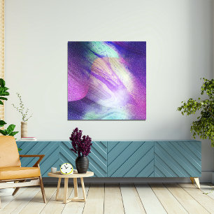 Abstract Glitterende Vloeibare Gietverf Neon Magen Canvas Afdruk