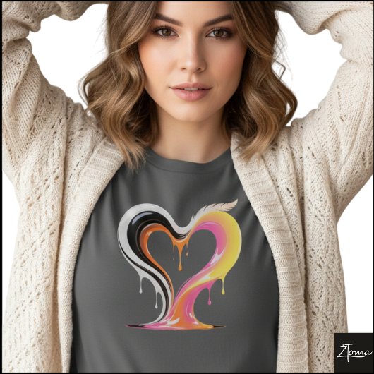 Abstract Glossy Dripping Heart Pop Art T-shirt
