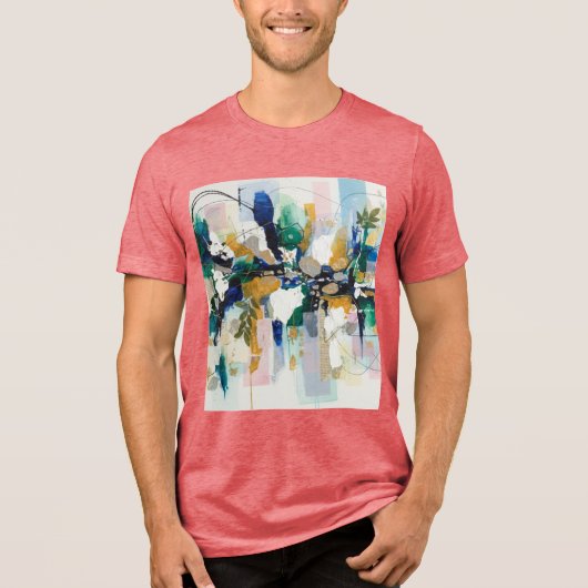 Abstract Gold and Green Tri-Blend Shirt (Voorkant)