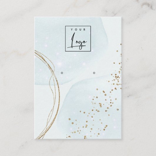 Abstract Gold Aqua Blue Stud Verdien Logo Display Visitekaartje (Voorkant)