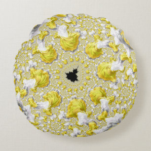 Abstract Gold Fractal Rond Kussen