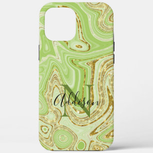 Abstract Gold Glitter Green Chic Stijlvol iPhone 12 Pro Max Hoesje