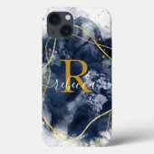 Abstract Gold Grey Monogram Eigen naamscript Case-Mate iPhone Case (Achterkant)