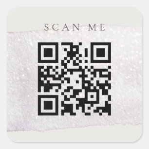 Abstract Gold Lila penseel Waterverf QR-code Vierkante Sticker