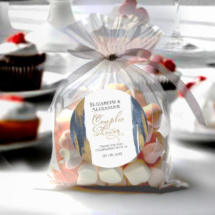 Abstract Gold Navy Blue Couples Shower dank u Ronde Sticker