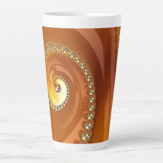 Abstract Gold Oranje gradiënt Spiral Fractal Latte Mok (Voorkant)