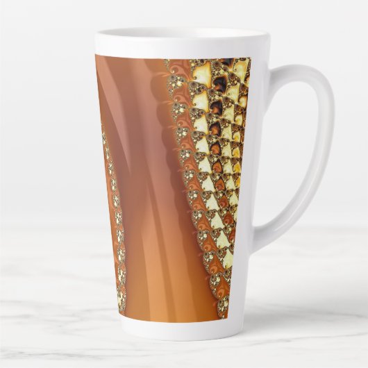 Abstract Gold Oranje gradiënt Spiral Fractal Latte Mok (Rechts)