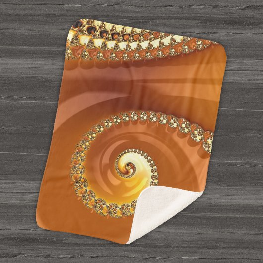 Abstract Gold Oranje gradiënt Spiral Fractal Sherpa Deken