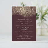 Abstract Gold Sparkly Glitter Burgundy Typografie Kaart (Staand voorkant)