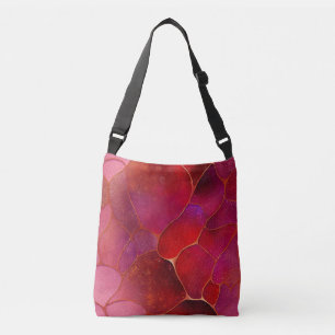 Abstract Gold web boven Violet, Paars en magenta Crossbody Tas