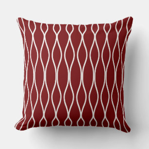 Abstract Golf Geometrisch Patroon op Maroon Kussen