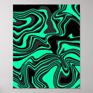 Abstract Golf Groen en Zwart Patroon Poster