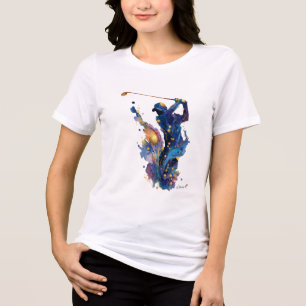 Abstract Golfer Vloeibare Inkt Waterverf Actie K Tri-Blend Shirt